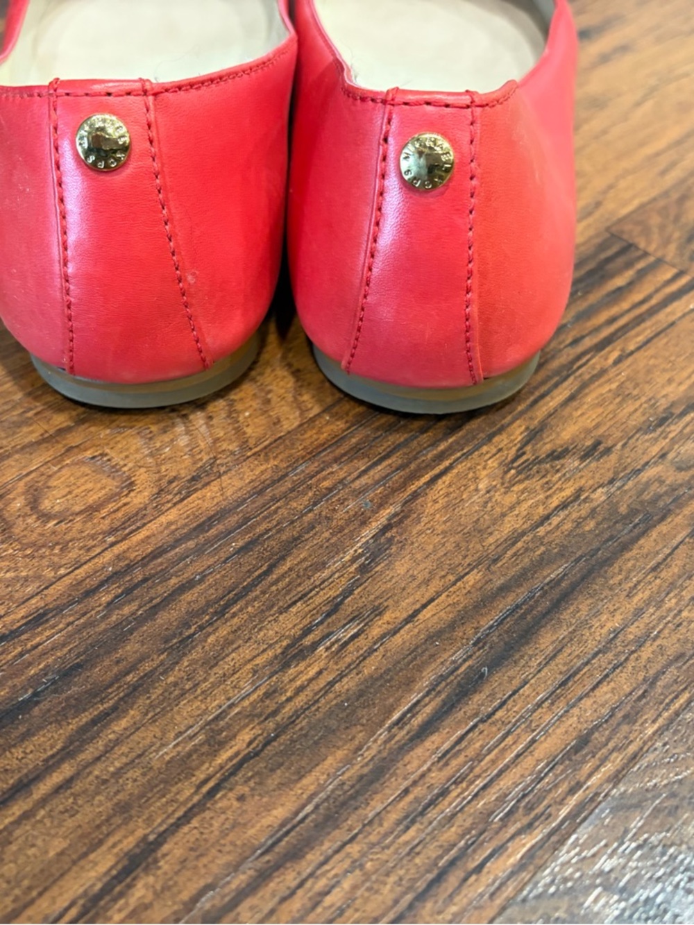 Michael Kors Red Leather Buckle Detail Flats - Picture 5 of 8